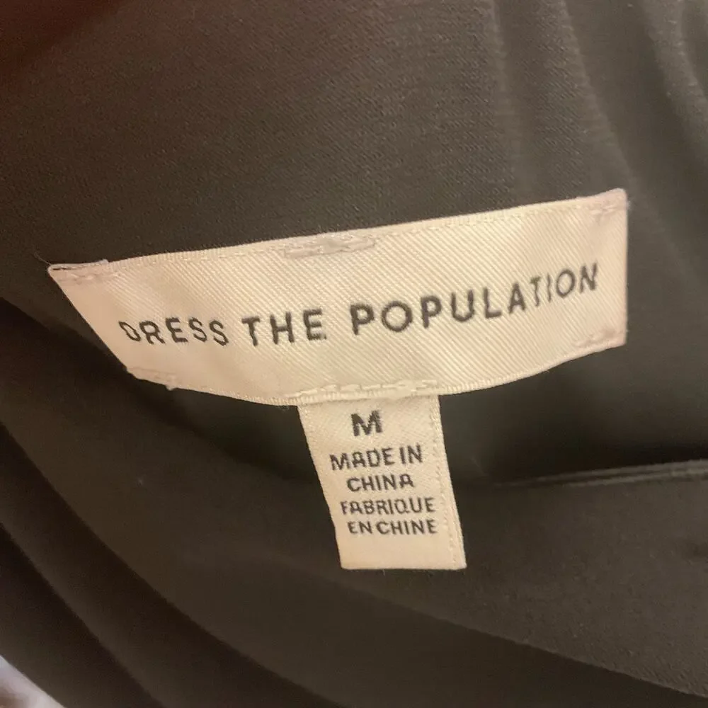 Dress The Population Martine Crepe One Shoulder Dress | Medium | Black